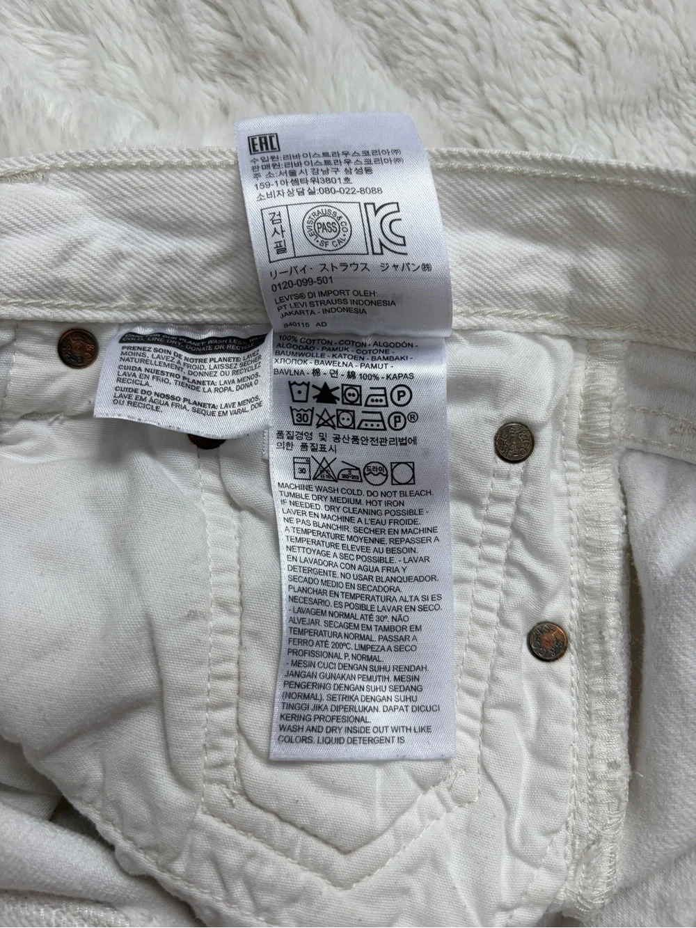Levi's White Distressed Denim Cutoff Shorts